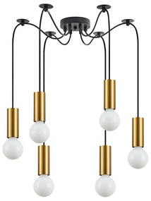 Φωτιστικό Οροφής Adept Tube 77-8568 45x45x300cm 6xE27 60W Black-Gold Homelighting