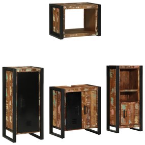 vidaXL Σετ Επίπλων Μπάνιου 4 pcs Πολύχρωμο Στερεό ανακτημένο ξύλο
