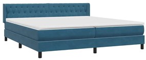 vidaXL Box Spring κρεβάτι με στρώμα σκούρο μπλε 180x220 cm Βελούδινο