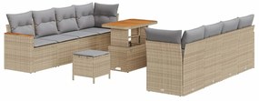 vidaXL Σετ Καναπέ Κήπου με μαξιλάρι 11 pcs Μπεζ Πολυ ράταν
