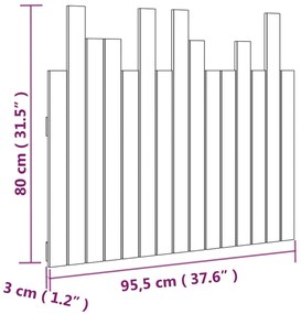 Κεφαλάρι Τοίχου Μαύρο 95,5 x 3 x 80 εκ. από Μασίφ Ξύλο Πεύκου - Μαύρο