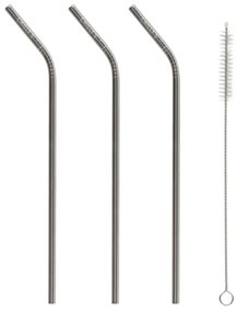 Καλαμάκια Μεταλλικά + Βουρτσάκι (Σετ 4τμχ) Chilly's Reusable Stainless Steel Straws