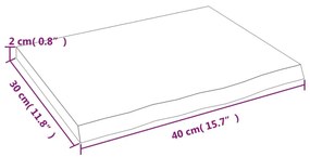 Ράφι Τοίχου Σκούρο Καφέ 40x30x2 εκ. Επεξεργ. Μασίφ Ξύλο Δρυός - Καφέ