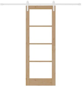 vidaXL Συρόμενη Πόρτα Καφέ 73.5 x 198.5 εκ. Μασίφ ξύλο πεύκου