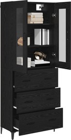 vidaXL Highboard Μαύρη Οξυά 69,5 x 34 x 180 εκ. Επεξεργασμένο Ξύλο