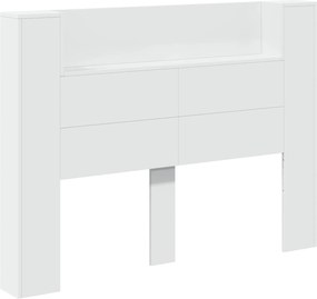 vidaXL Κεφαλάρι με ράφι Λευκό 140 x 16,5 x 103,5 cm Επεξεργασμένο ξύλο