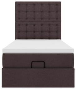 Οθωμανικό κρεβάτι με στρώμα &amp; LEDs Σκούρο καφέ 80x200cm ύφασμα 3314130