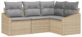 vidaXL Σετ Καναπέ με μαξιλάρι 4 pcs Μπεζ συνθετικό ρατάν