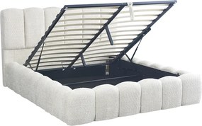 Κρεβάτι διπλό Narnia pakoworld κρεμ μπουκλέ ύφασμα 160x200εκ