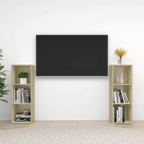 vidaXL Έπιπλα Τηλεόρασης 2 Τεμ Sonoma Δρυς 107 x 35 x 37εκ Επεξ. Ξύλο