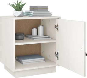vidaXL Κομοδίνο Λευκό 40 x 34 x 45 εκ. από Μασίφ Ξύλο Πεύκου