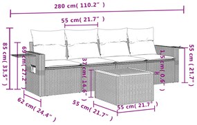 vidaXL Σετ Καναπέ Κήπου 5 τεμ. Μικτό Μπεζ Συνθετικό Ρατάν & Μαξιλάρια