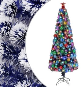 vidaXL Χριστουγεν. Δέντρο Τεχνητό Λευκό & Μπλε LED/Οπτικές Ίνες 240εκ.