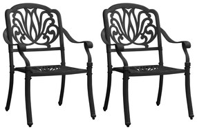 Καρέκλες Κήπου 2 τεμ. Μαύρες από Χυτό Αλουμίνιο - Μαύρο