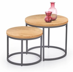 OREO set of two c. tables - golden oak / black DIOMMI V-CH-OREO-LAW-DĄB_ZŁOTY