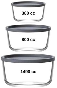 Σετ 3 τεμ. ΦΑΓΗΤΟΔοχεία ROUND Φ110/ 144/ 173mm - 380/800/1490cc - LAV