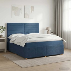 vidaXL Κρεβάτι box spring με στρώμα Μπλε 140 x 190 cm Ύφασμα