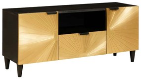 vidaXL Ντουλάπι TV Μαύρο και Χρυσό 105 x 33 x 46 εκ Μασίφ ξύλο μάνγκο
