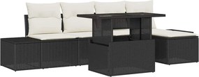 vidaXL Σετ Καναπέ Κήπου με αποθήκευση 6 pcs Μαύρο Πολυ ράταν