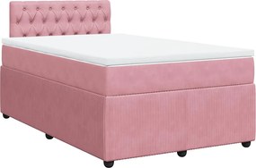 vidaXL Κρεβάτι Boxspring με Στρώμα Ροζ 120x190 εκ. Βελούδινο