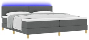 vidaXL Κρεβάτι Box Spring με Στρώμα & LED Σκοτεινού Γκρι 200x200 εκ. Ύφασμα