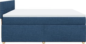vidaXL Κρεβάτι Boxspring με Στρώμα Μπλε 200x200 εκ. Υφασμάτινο