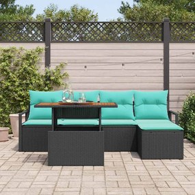 vidaXL Σετ Καναπέ Κήπου 6 pcs Μαύρο και Τυρκουάζ
