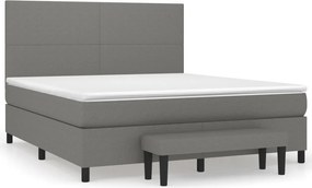 vidaXL Κρεβάτι Boxspring με Στρώμα Σκούρο Γκρι 180x200 εκ Υφασμάτιν