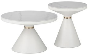 Side table Coozlin Inart white marble with white-gold metal 70x70x40 εκ.