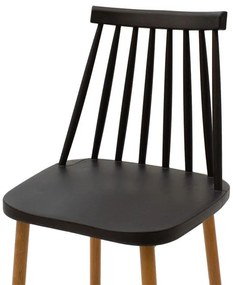 Σκαμπό μπαρ Aurora PP μαύρο-φυσικό πόδι 42x49x109εκ 2αδα 43x49x107 εκ.