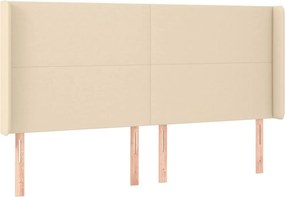 vidaXL Κρεβάτι Boxspring με Στρώμα &amp; LED Κρεμ 200x200 εκ. Υφασμάτινο