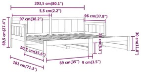 Καναπές Κρεβάτι Συρόμενος Λευκός 2x(90x200) εκ. από Μασίφ Πεύκο - Λευκό