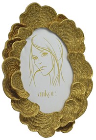 Κορνίζα Οβάλ Με Ανάγλυφα Σχέδια Χρυσό Polyester 13x18cm ANKOR