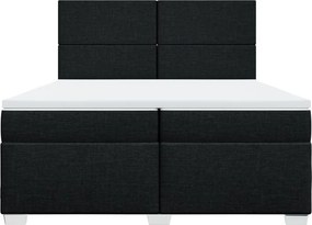 vidaXL Κρεβάτι Boxspring με Στρώμα Μαύρο 200x200 εκ. Υφασμάτινο