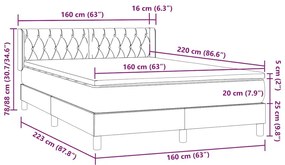 Box Spring κρεβάτι με στρώμα σκούρο πράσινο 160x220cm Βελούδινο - Πράσινο