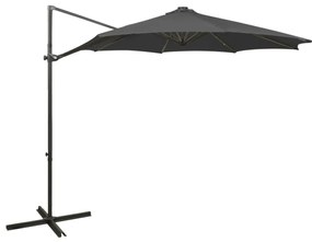 vidaXL Ομπρέλα Κρεμαστή Κήπου με Ιστό και LED Ανθρακί 300 εκ.