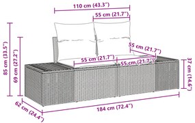 vidaXL Σετ Κήπου 7 Τεμαχίων με Μαξιλάρια Μαύρο Ρατάν Πολυ Ακακίας
