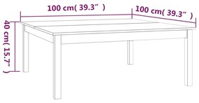 Τραπεζάκι Σαλονιού Γκρι 100x100x40 εκ. από Μασίφ Ξύλο Πεύκου - Γκρι