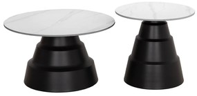 ΣΕΤ 2 ΤΡΑΠΕΖΙΑ ΣΑΛΟΝΙΟΥ LIDOX HM18306.02 SINTERED STONE TOP- SNOW WHITE ΧΡΩΜΑ Φ50 & Φ70