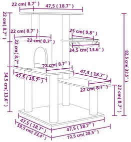 Γατόδεντρο Κρεμ 82,5 εκ. με Στύλους Ξυσίματος από Σιζάλ - Κρεμ