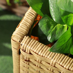 Outsunny Υπερυψωμένο παρτέρι, παρτέρι, βαθύ ράφι, μεταλλικό πλαίσιο/Poly Rattan, 70 x 30 x 72 cm, αμμοχρώματος