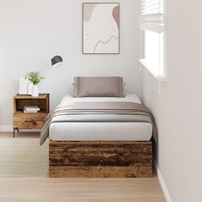 vidaXL Κρεβάτι Αποθήκευσης από Παλιό Ξύλο 90x190 cm