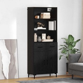 Highboard Μαύρη Οξυά 69,5 x 34 x 180 εκ. Επεξεργασμένο ξύλο