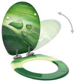 Κάλυμμα Λεκάνης Καπάκι Soft Close Σχέδιο Σταγόνες Πράσινο MDF - Πράσινο