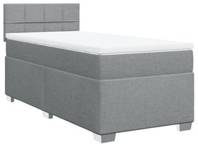 Κρεβάτι Boxspring με Στρώμα Ανοιχτό Γκρι 100x200 εκ. Υφασμάτινο - Γκρι