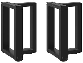 Πόδια Τραπεζιού Σαλονιού σε Σχήμα Τ, 2 τεμ. Μαύρο 28x25x(42-43) εκ. Ατσάλι