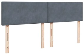 Κρεβάτι Boxspring με Στρώμα Σκούρο Γκρι 200x200 εκ. Βελούδινο - Γκρι