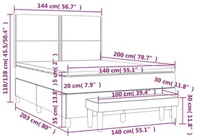 ΚΡΕΒΑΤΙ BOXSPRING ΜΕ ΣΤΡΩΜΑ ΜΠΛΕ 140X200 ΕΚ. ΥΦΑΣΜΑΤΙΝΟ 3137083