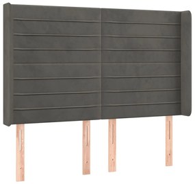 Κεφαλάρι με Πτερύγια Σκούρο Γκρι 147x16x118/128εκ.Βελούδινο 3119769