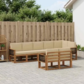 vidaXL Σειρά Καναπέ Εξωτερικού 8 pcs Φυσικό και Μπεζ Πολυεστέρας